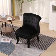 Modern Velvet Accent Chair,Contemporary Upholstered Single Sofa for Home,Office Living Room - 黑色 - 查看 1