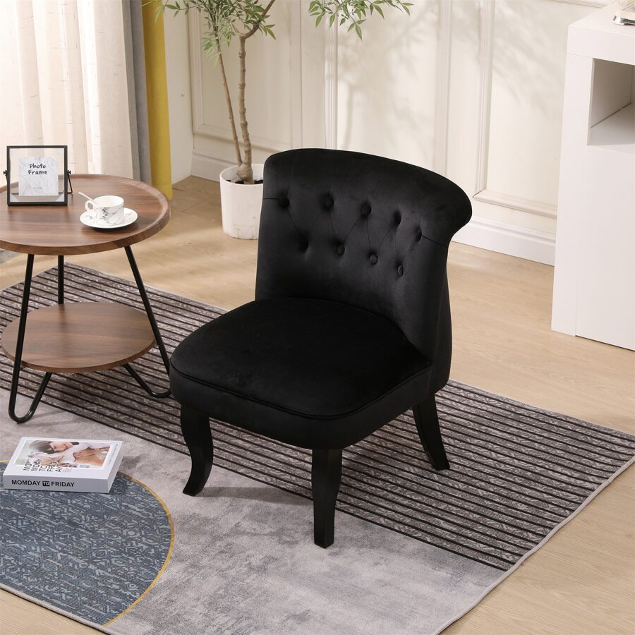 Modern Velvet Accent Chair,Contemporary Upholstered Single Sofa for Home,Office Living Room - 黑色 - 查看 1