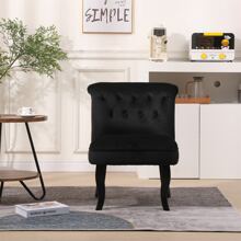 Modern Velvet Accent Chair,Contemporary Upholstered Single Sofa for Home,Office Living Room - 黑色 - 查看 3