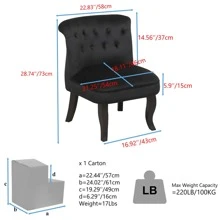 Modern Velvet Accent Chair,Contemporary Upholstered Single Sofa for Home,Office Living Room - 黑色 - 查看 4