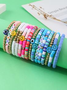 16PCS Preppy Jewelry Bracelets For Teen Girls Stuff Y2K Jewelry Charm Bracelets Evil Eye Boho - Multicolor - View 3