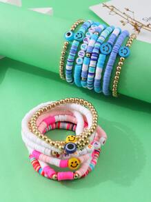 16PCS Preppy Jewelry Bracelets For Teen Girls Stuff Y2K Jewelry Charm Bracelets Evil Eye Boho - Multicolor - View 2