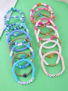 16PCS Preppy Jewelry Bracelets For Teen Girls Stuff Y2K Jewelry Charm Bracelets Evil Eye Boho - Multicolor - View 4
