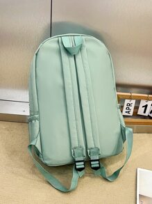 1入組女孩青少年休閒校園背包帶有字母和星星圖案,非常適合上學、旅行或放置筆記本電腦 - 綠色 - 查看 5