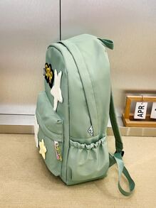 1入組女孩青少年休閒校園背包帶有字母和星星圖案,非常適合上學、旅行或放置筆記本電腦 - 綠色 - 查看 4