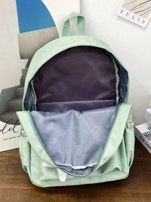 1入組女孩青少年休閒校園背包帶有字母和星星圖案,非常適合上學、旅行或放置筆記本電腦 - 綠色 - 查看 6