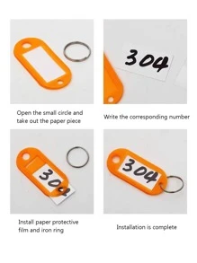 10入組長方形形狀鑰匙圈標籤,PP標籤,合適的適用於USB閃存盤,鑰匙,寵物,背包,衣服,和抽屜 - 黑色 - 查看 4