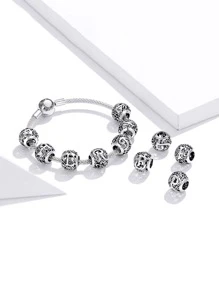 1 Stück Elegant S925 Sterling Silber Rund Buchstabe Design, A Zu Z Anhänger, Perle, Für Frauen Fit Armbänder Armreifen DIY Schmuckherstellung Date Geschenk fein Damen Schmuck