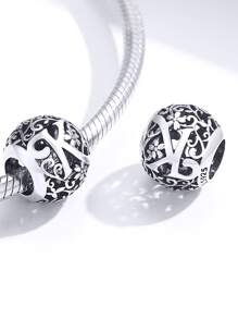 1 Stück Elegant S925 Sterling Silber Rund Buchstabe Design, A Zu Z Anhänger, Perle, Für Frauen Fit Armbänder Armreifen DIY Schmuckherstellung Date Geschenk fein Damen Schmuck