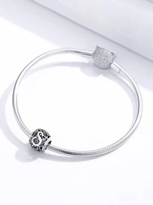 1 Stück Elegant S925 Sterling Silber Rund Buchstabe Design, A Zu Z Anhänger, Perle, Für Frauen Fit Armbänder Armreifen DIY Schmuckherstellung Date Geschenk fein Damen Schmuck