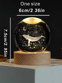 1 件水晶球设计鲸鱼细节装饰工艺品，现代人造水晶家居装饰品 - 無色 - 查看 3