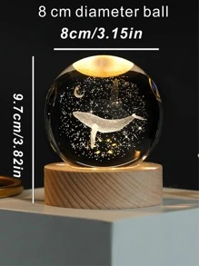 1 件水晶球设计鲸鱼细节装饰工艺品，现代人造水晶家居装饰品 - 無色 - 查看 4