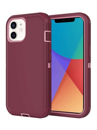 1 pieza rojo vino y rosa, protección resistente contra caídas, cuerpo completo resistente a los golpes, protección resistente al polvo, funda para teléfono de 3 capas, compatible con iPhone Samsung Motorola, regalo perfecto para cumpleaños/día del presidente/niño/novias