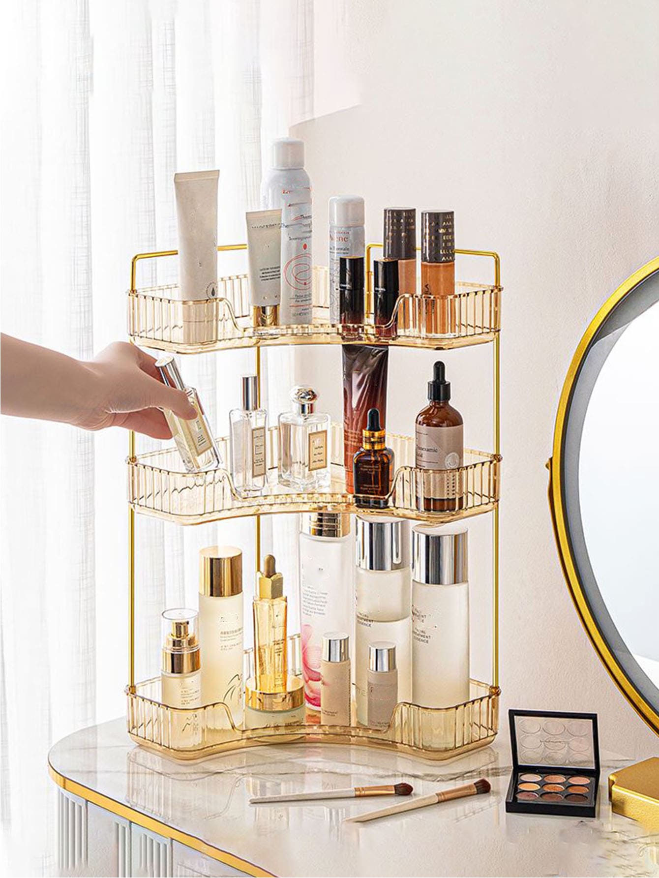 Corner Bathroom Countertop Organizer, Fits 90 Degree Corner, Multiple