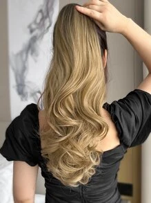 20英寸爪夾馬尾延長編織髮型帶,漸層自然波浪編織髮型,柔軟自然,耐熱合成纖維,適合女性日常使用 - 漸層 - 查看 2