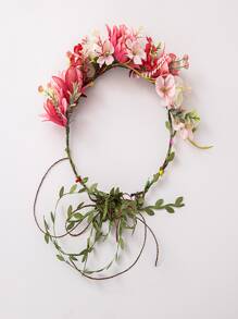 1pc Ladies' Flower Crown Headband Accessory For Wedding Photoshoot, Simple & Versatile Prop - Red - View 2
