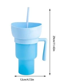 1 Taza Creativa Para Bocadillos Y Bebidas De Palomitas De Maíz Con Asa, Pajita Y Tapa