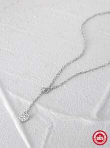 1PC 925 Sterling Silver Y-Shape Ladies Clavicle Necklaces For Women Heart Pendant Choker Chain Necklace Jewelry Valentines - Silver - View 5