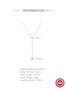 1PC 925 Sterling Silver Y-Shape Ladies Clavicle Necklaces For Women Heart Pendant Choker Chain Necklace Jewelry Valentines - Silver - View 6