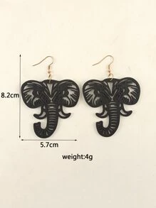 1 Par Animal Cortar Fora Em Forma De Elefante Pingente De Madeira Balança Brincos Para Mulheres Ocasional