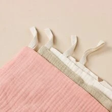 4条装婴儿及幼儿防皱方巾，棉纱洗脸巾围兜 - 米色 - 查看 3