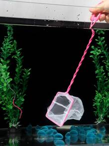 Square Shape Pink Fish Tank Cleaning Net, Fine Mesh Removes Residue & Debris