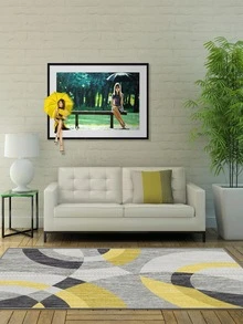 Modern Home Carpet With Nordic Style Geometric Pattern, Soft & Washable, Suitable For Living Room, Bedroom, Office - Multicolor - View 4