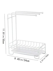 1pc Modern Minimalist Style White Spray Painted Metal Iron Kitchen Wall Organizer For Towels, Sponges And Scrubbers, Sink Accessories (no Drilling Required) - trắng - Xem 2
