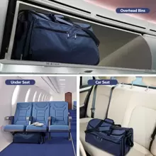 55L Foldable Duffel Bag, Convertible Travel Garment Bag With 13 Compartments, 2 In 1 Weekender Bag With Shoulder Strap, Shoes Compartment, Carry On Garment Bag For Men Women - 2 In 1 Hanging Suitcase Suit Travel Bags (Blue) - 藍色 - 查看 7