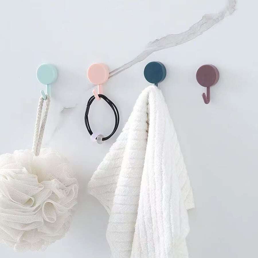 10pcs/set Traceless Adhesive Kitchen/bathroom/living Room/key/cap Wall Hooks, No Drilling Needed
