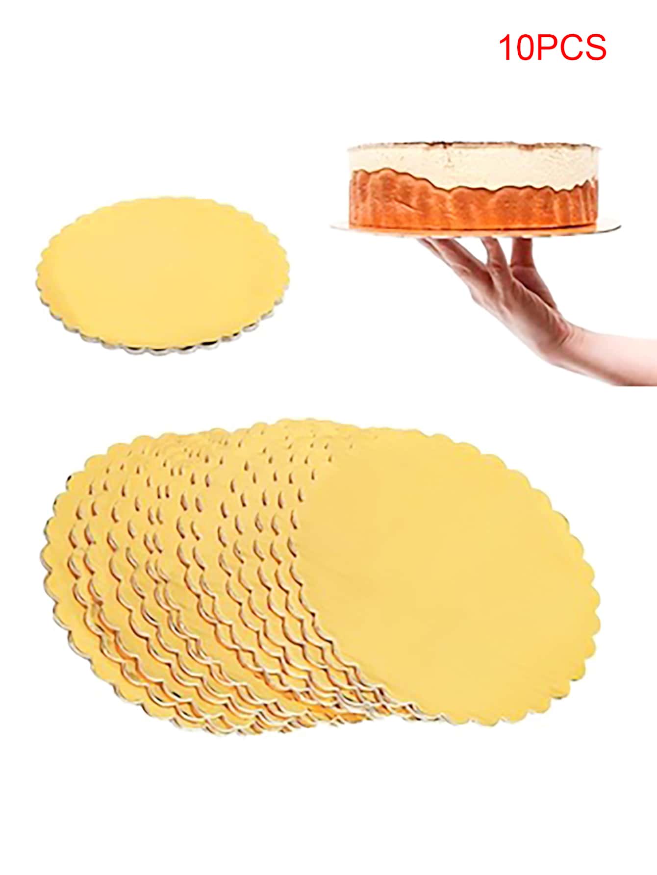 10 piezas/set Soporte estilo europeo hojuela dorada pastel papel , magdalena estante para de fiesta de cumpleaños postre exhibición - Dorado - Ver 1