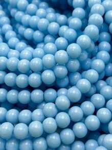 1pc Simple 8mm Blue Beaded Necklace With Approximately 50 Beads