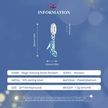 WOSTU 1件925纯银童话系列女孩南瓜马车和芭蕾舞鞋吊坠，适合手链DIY首饰礼品制作 - 銀色 - 查看 6