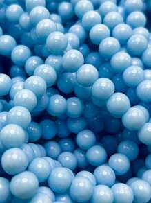 1pc Simple 8mm Blue Beaded Necklace With Approximately 50 Beads