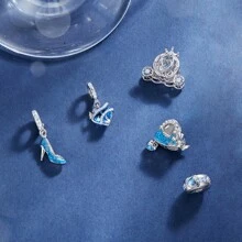 WOSTU 1件925銀童話系列女孩南瓜馬車珠寶,舞鞋吊墜,適用於手鍊diy珠寶製作