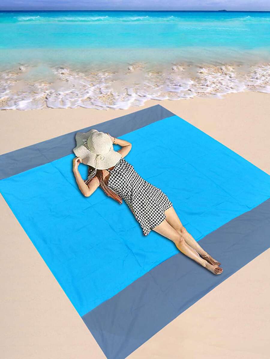 1 件沙滩垫，210 x 200 厘米大号防水沙滩毯，便携式野餐垫，适合海滩、露营、野餐和其他户外活动夏季假期 - 彩色 - 查看 1