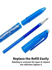 8 piezas/paquete Bolígrafo neutro borrable en azul & negro , para estudiantes , revisado temperatura , caliente cambio de color , basado en agua tinta - Multicolor - Ver 4
