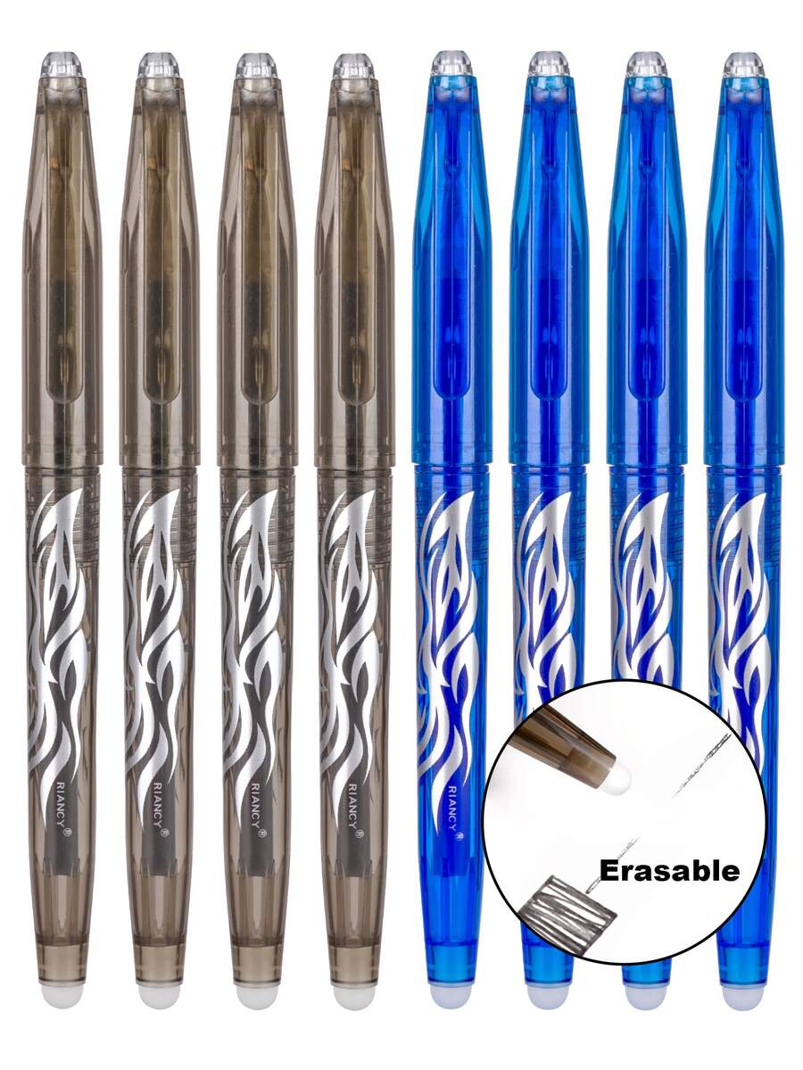 8 piezas/paquete Bolígrafo neutro borrable en azul & negro , para estudiantes , revisado temperatura , caliente cambio de color , basado en agua tinta - Multicolor - Ver 1