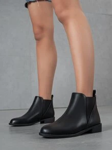 New Spring And Autumn Style Thin Boots French Ankle Boots, Flat And Slim Ankle Boots - Black - View 5
