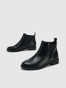 New Spring And Autumn Style Thin Boots French Ankle Boots, Flat And Slim Ankle Boots - Black - View 1