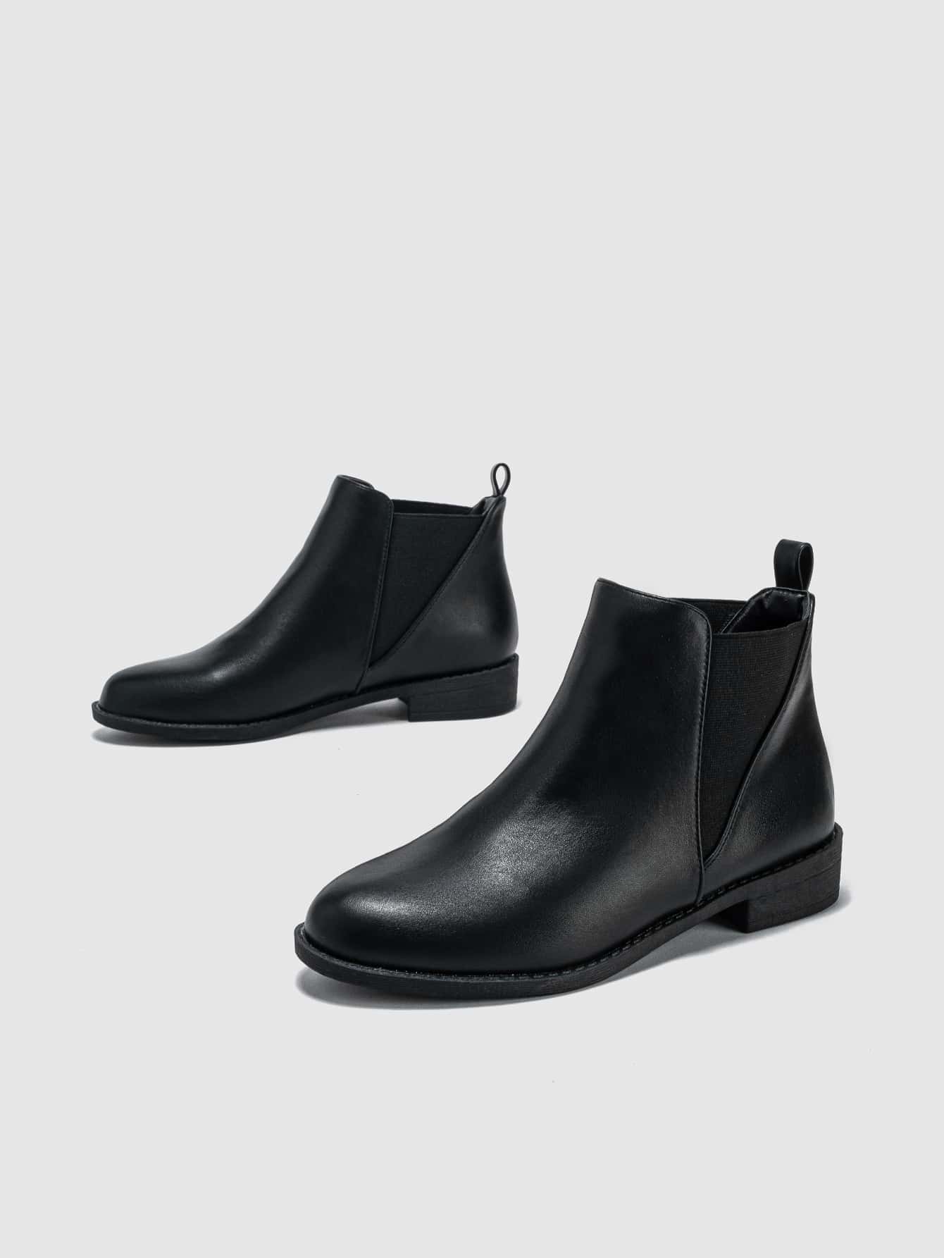 New Spring And Autumn Style Thin Boots French Ankle Boots, Flat And Slim Ankle Boots - Black - View 1