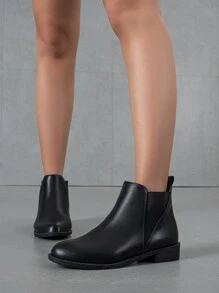 New Spring And Autumn Style Thin Boots French Ankle Boots, Flat And Slim Ankle Boots - Black - View 3