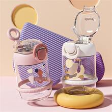 可愛的可攜式杯子，高溫耐用的吸管水瓶，家庭和辦公室使用的便攜杯，600毫升 - 藍色 - 查看 6