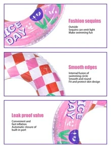 花和字母圖案水池游泳圈 - 粉色 - 查看 5