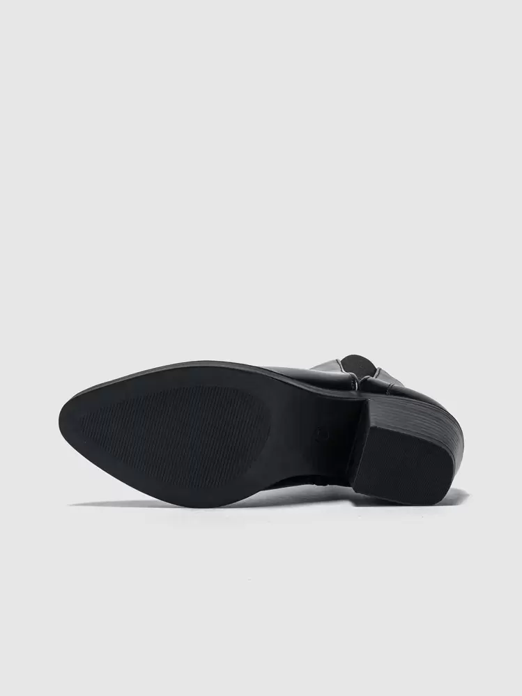 Women's Fashionable Thick Sole Chunky Heel Street Casual Ankle Boots, Spring - Black - View 2