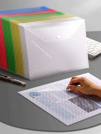 5 件/10 件 A4 尺寸透明防水文件夹，时尚文件收纳袋，办公/学校用品，返校