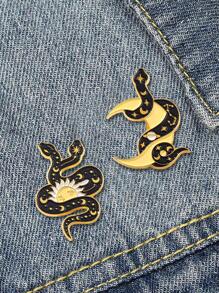 1pc Gothic Snake Enamel Pin for Women/Men, Horror Animal Enamel Lapel Pin Badges for Clothes Art Sun Moon Sword Flower Badge Pins Accessories Gifts - Multicolor - View 1