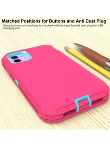 1 Pc Pink And Sky Blue, Heavy Duty Drop Protection, Full Body Rugged Shockproof, Dustproof Rugged Protection, 3 In 1 Phone Case, Compatible With IPhone Samsung Motorola, Perfect Gift Gift For Birthday/President's Day/Boy/Girlfriends