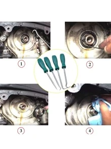 4件套135毫米汽车油封螺丝刀套装O型圈密封垫片拉拔器拆卸器撬钩汽车维修工具 - 綠色 - 查看 2
