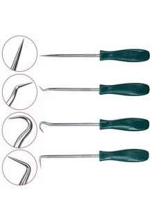 4件套135毫米汽车油封螺丝刀套装O型圈密封垫片拉拔器拆卸器撬钩汽车维修工具 - 綠色 - 查看 3